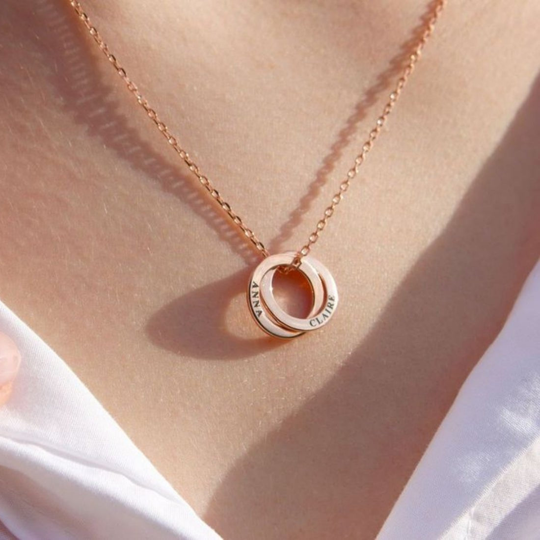 Mother's Day Rose Gold Personalised Ring Necklace