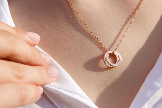 Mother's Day Rose Gold Personalised Ring Necklace - MYLEE London
