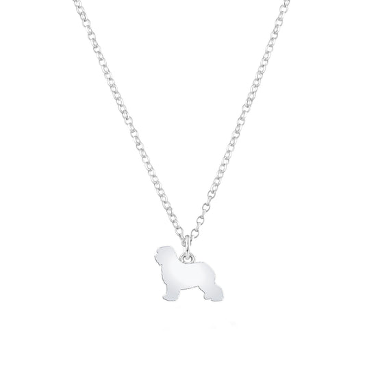 Old English Sheepdog Silhouette Silver Necklace - Personalised - MYLEE London