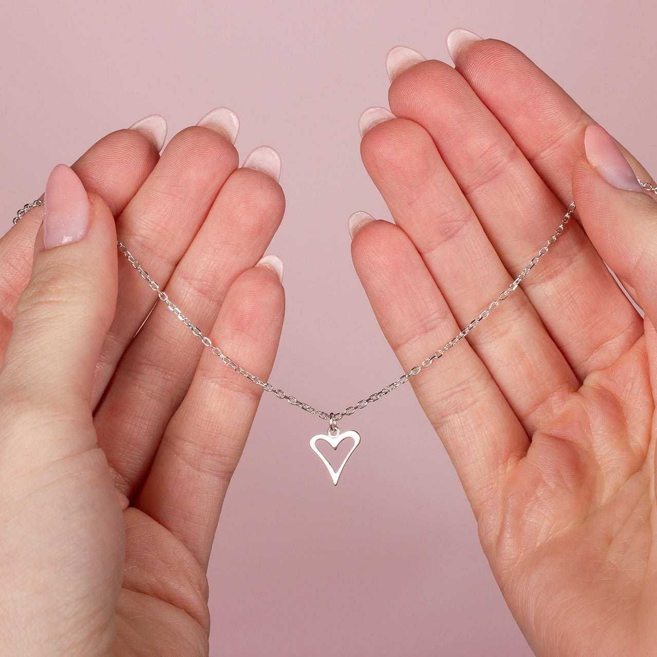 Open Heart Necklace - Sterling Silver - MYLEE London
