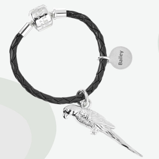 Parrot Silver Keyring - Personalised - MYLEE London