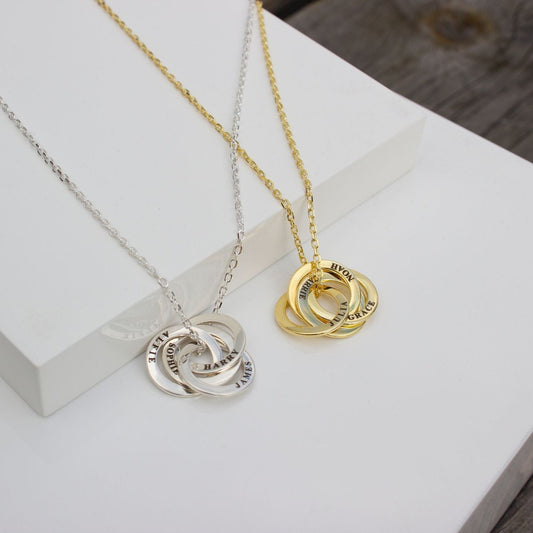 Personalised Four Ring Sterling Silver Necklace - MYLEE London