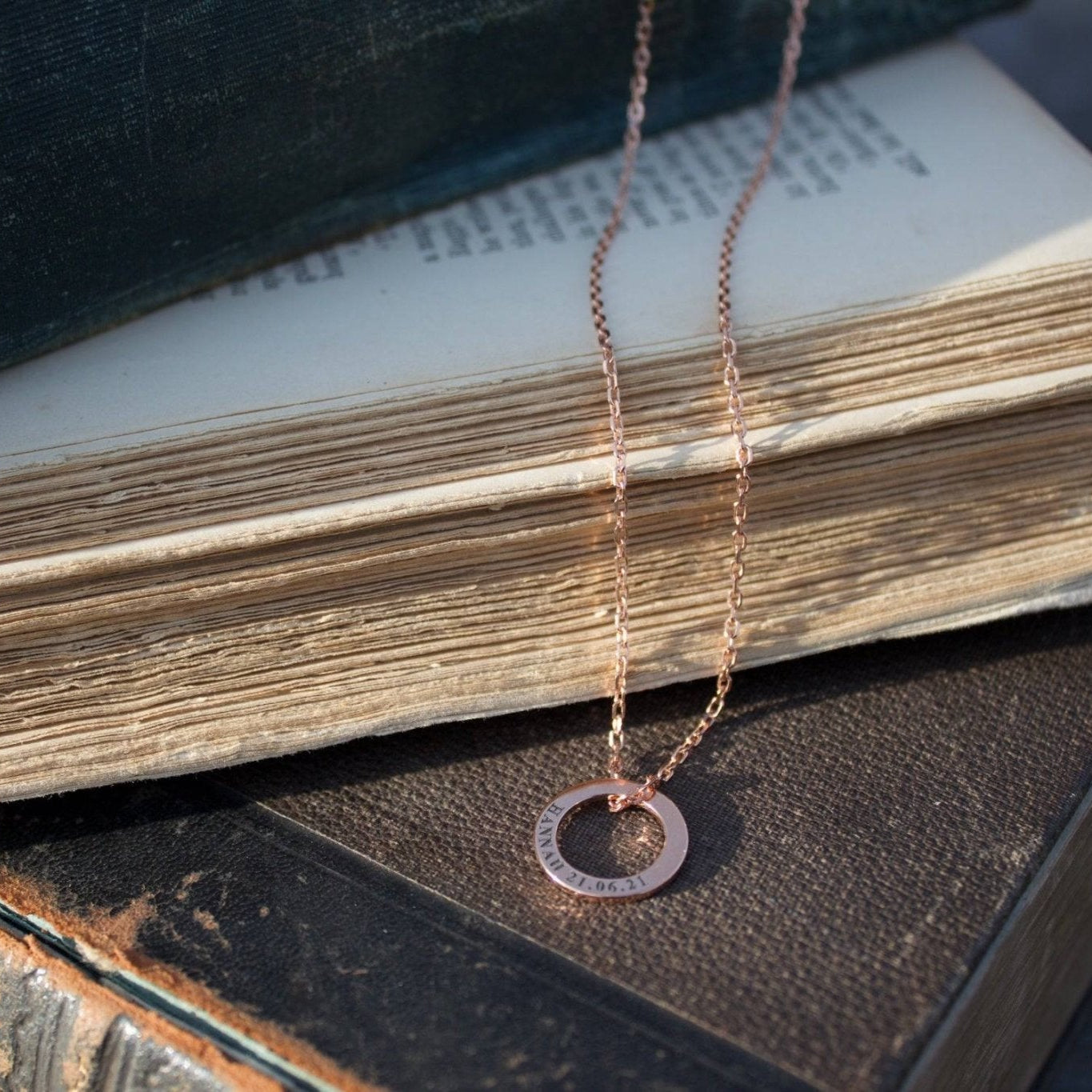 Personalised One Ring Rose Gold Necklace - MYLEE London