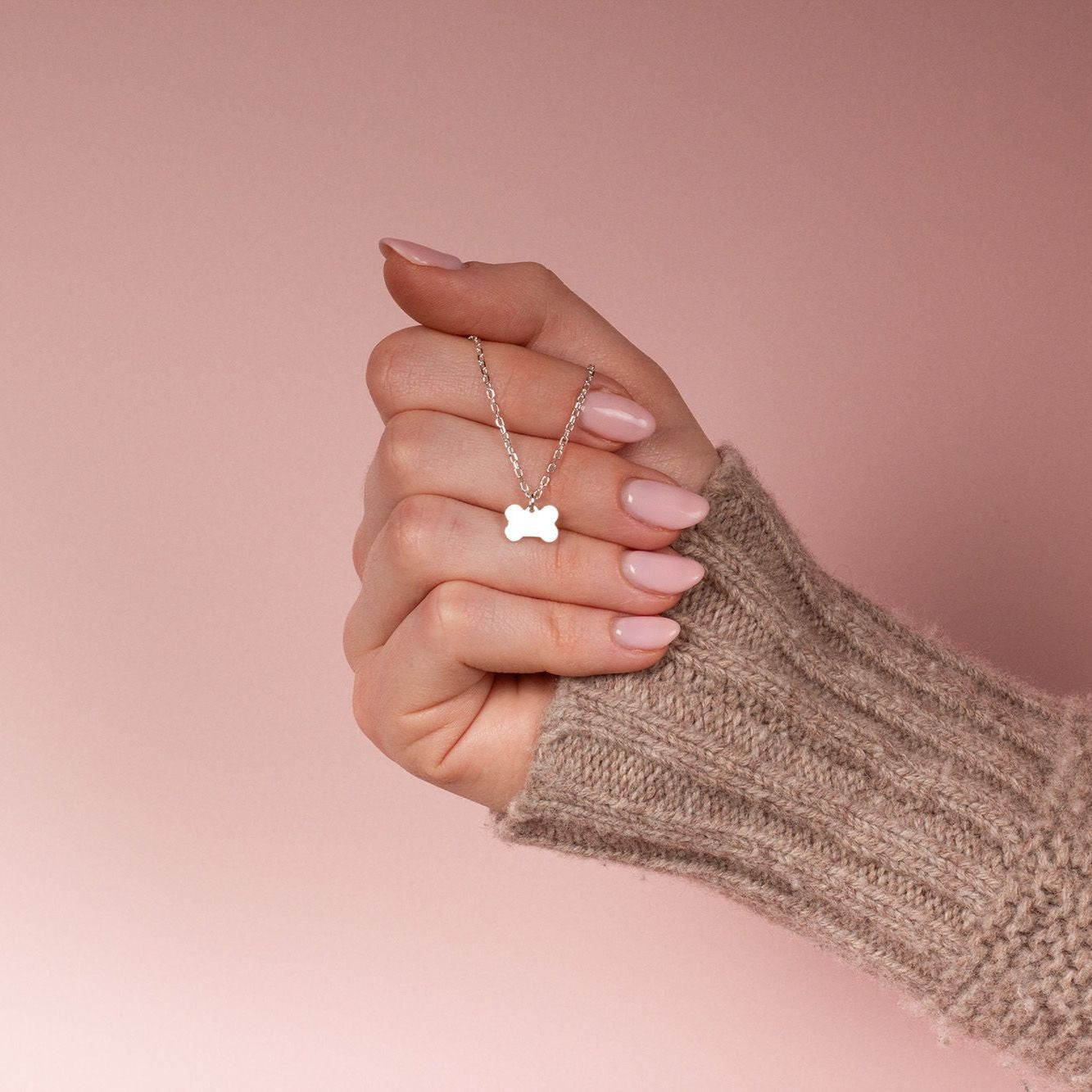 Personalised Sterling Silver Bone Tag Necklace - MYLEE London