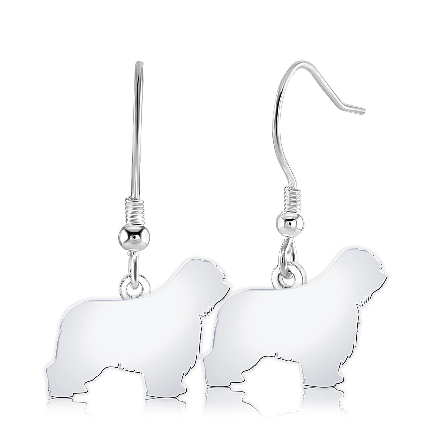 Polish Lowland Sheepdog Silhouette Silver Earrings - MYLEE London