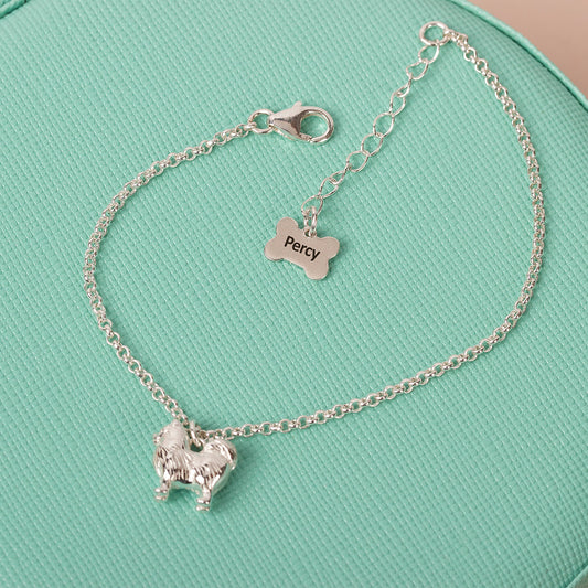 Pomeranian Dainty Chain Bracelet - Personalised - Sterling Silver - MYLEE London