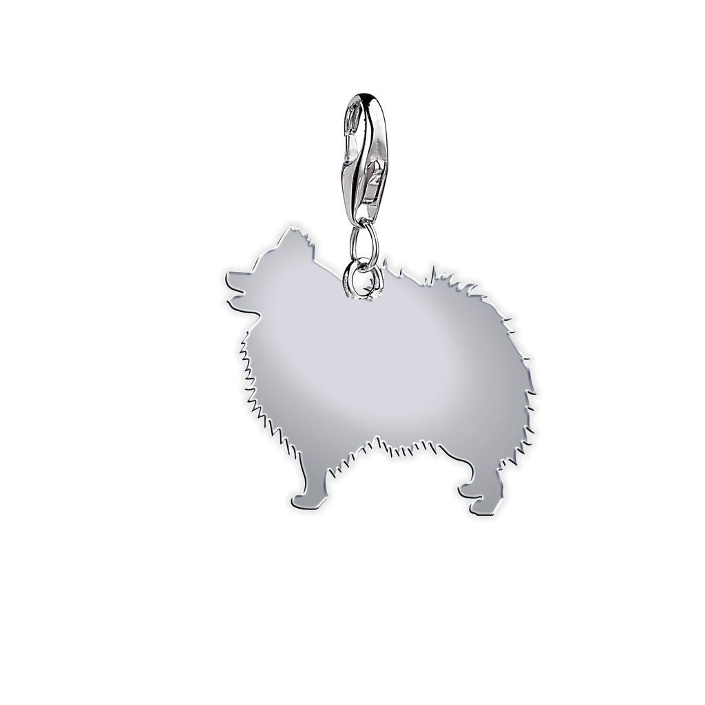 Pomeranian Silhouette Silver Charm - MYLEE London