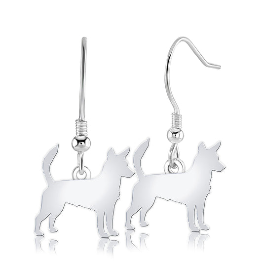 Portuguese Podengo Silhouette Silver Earrings - MYLEE London