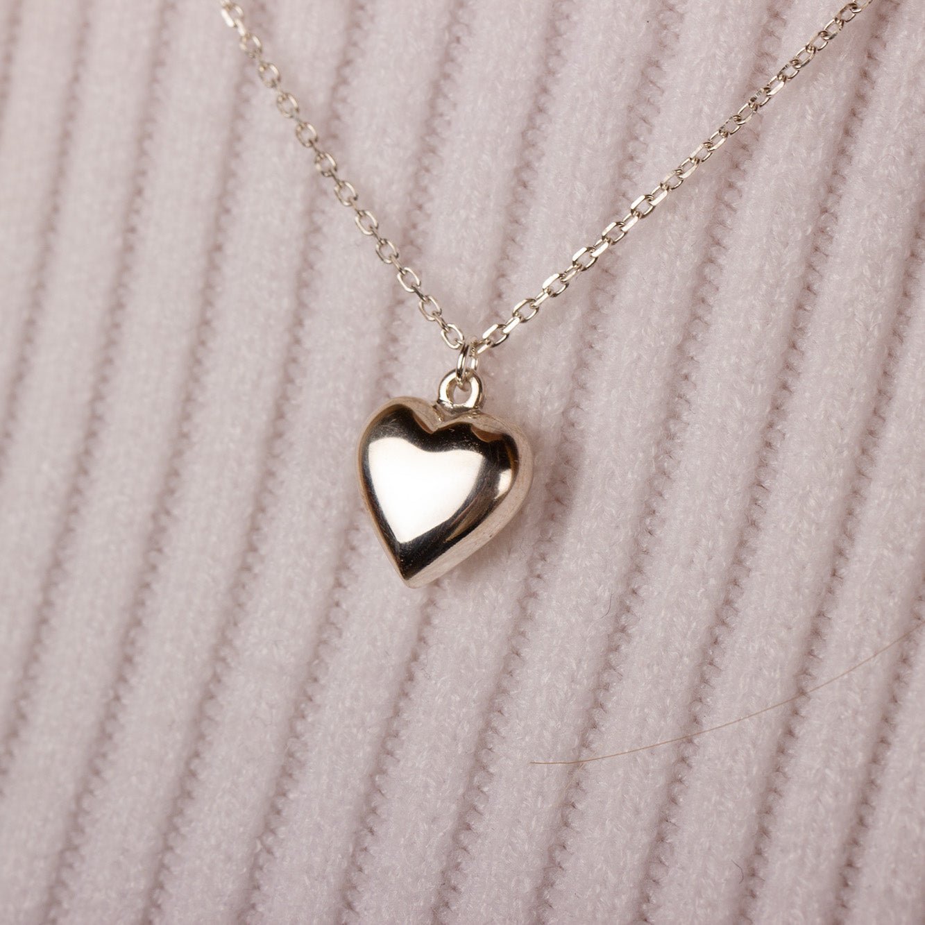 Puffy Heart Necklace - Sterling Silver - MYLEE London