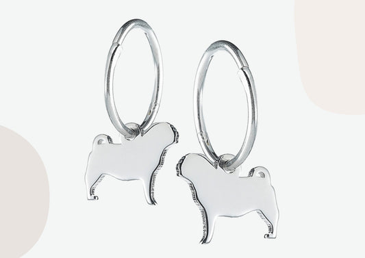 Pug Silhouette Silver Earrings - MYLEE London