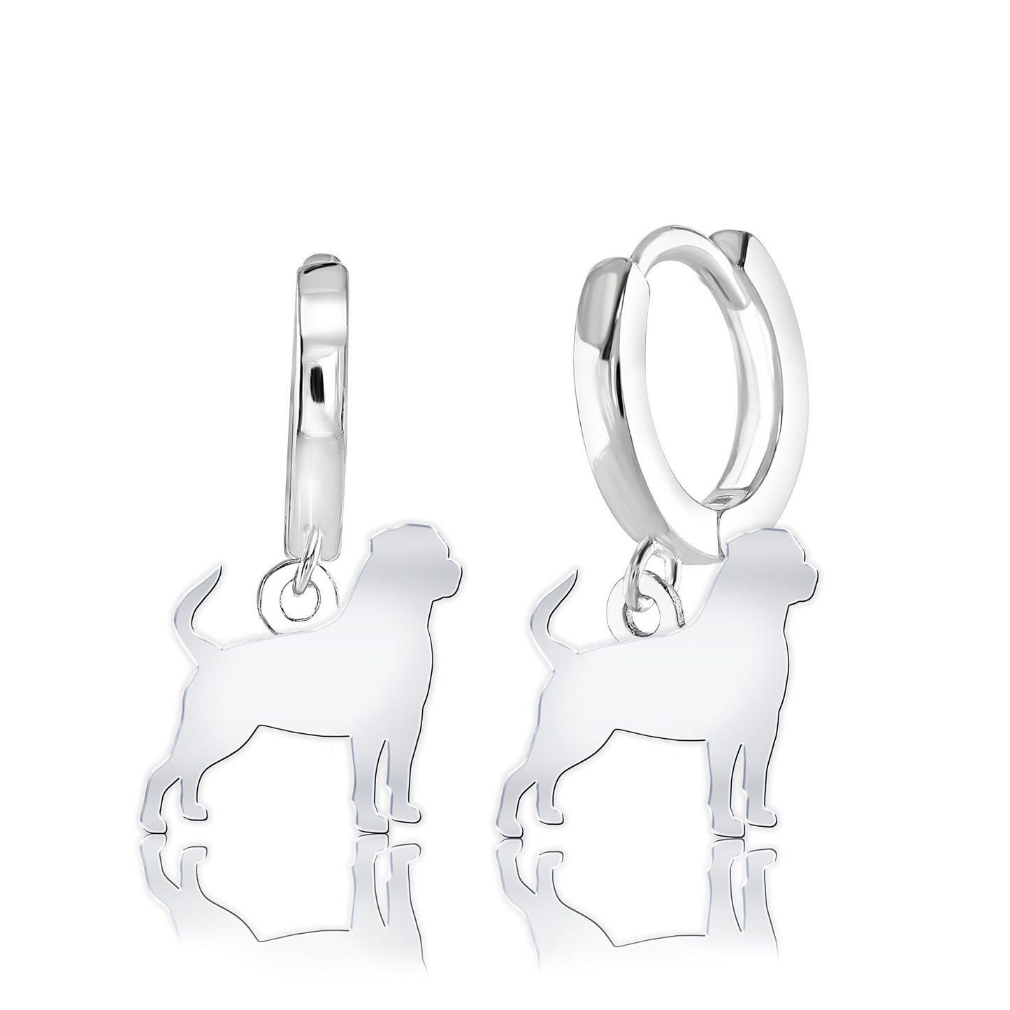 Rottweiler Silhouette Silver Earrings - MYLEE London