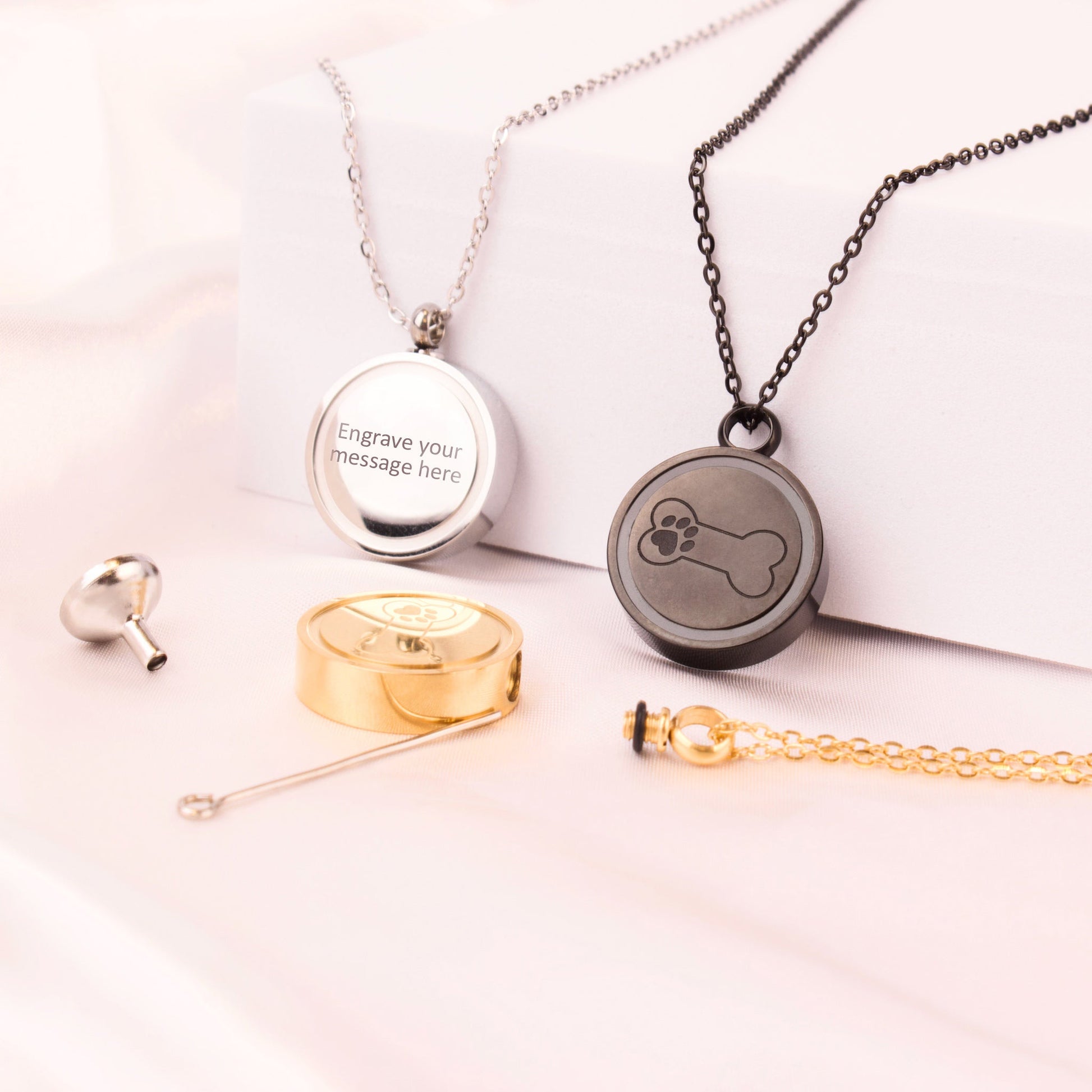 Round Pet Ashes Necklace - Personalised - MYLEE London