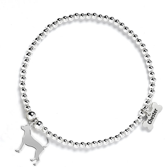 Russian Toy Silhouette Silver Ball Bead Bracelet - Personalised - MYLEE London