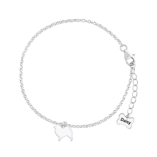 Samoyed Silhouette Silver Chain Bracelet - Personalised - MYLEE London