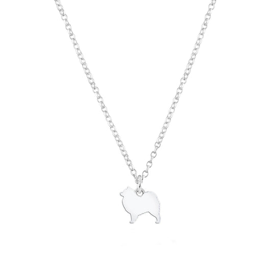 Samoyed Silhouette Silver Necklace - Personalised - MYLEE London