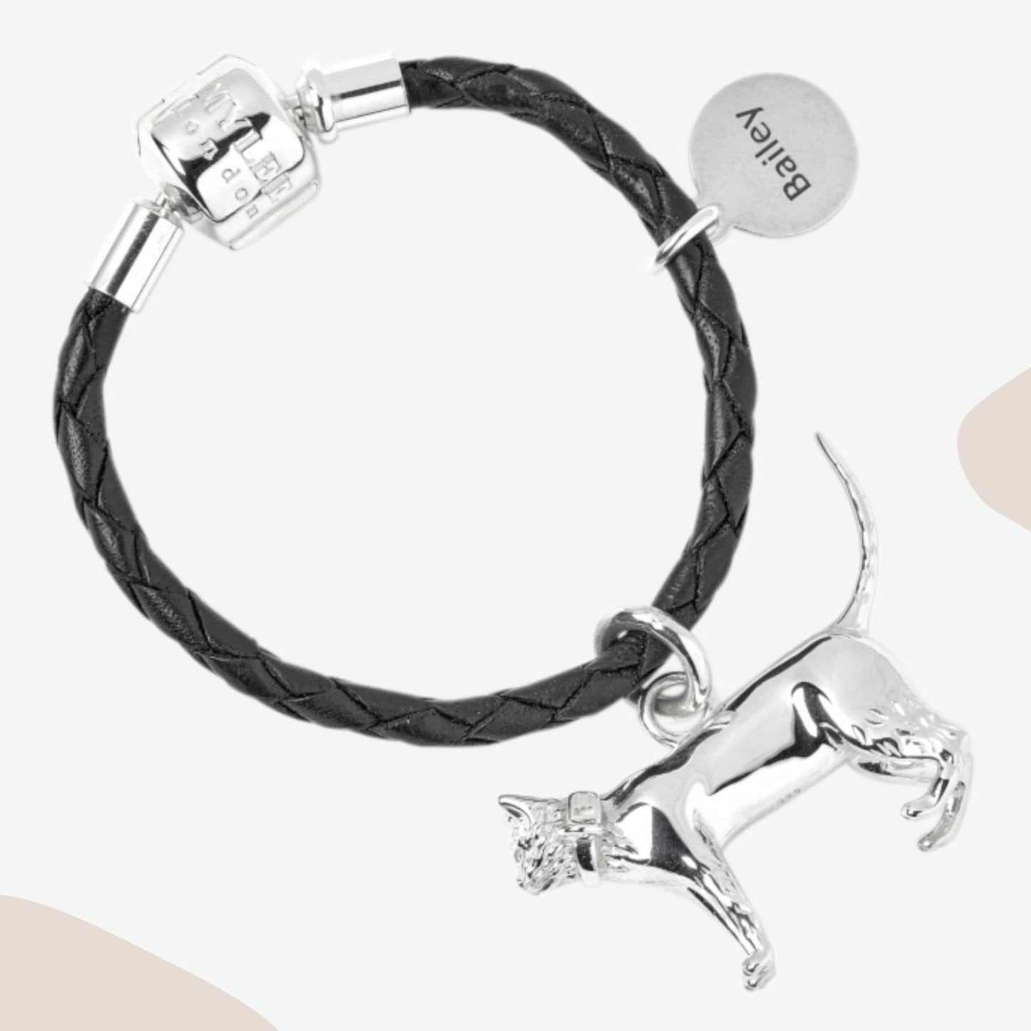 Short-Haired Cat Silver Keyring - Personalised - MYLEE London