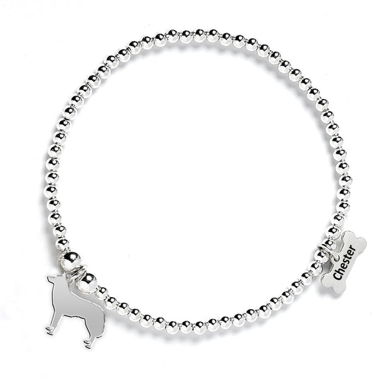 Siberian Husky Silhouette Silver Ball Bead Bracelet - Personalised - MYLEE London