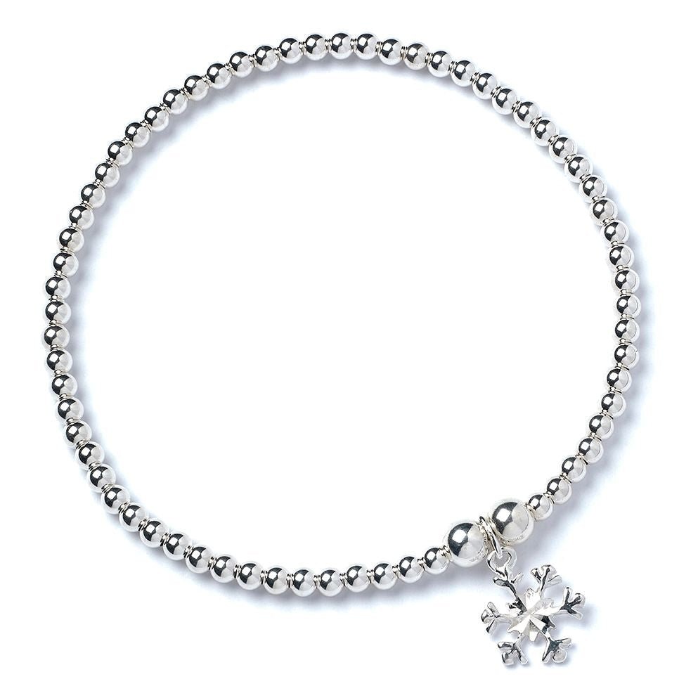 Snowflake on Silver Ball Bead Bracelet - MYLEE London