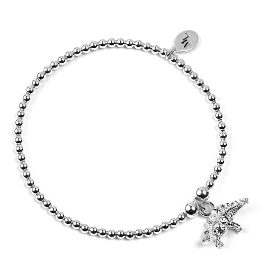 Stegosaurus Dinosaur on Silver Ball Bead Bracelet - MYLEE London