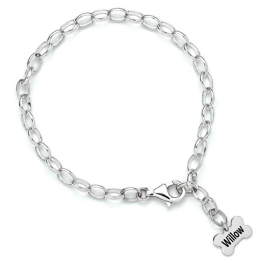 Sterling Silver Adjustable Chain Link Bracelet With Personalised Tag - MYLEE London