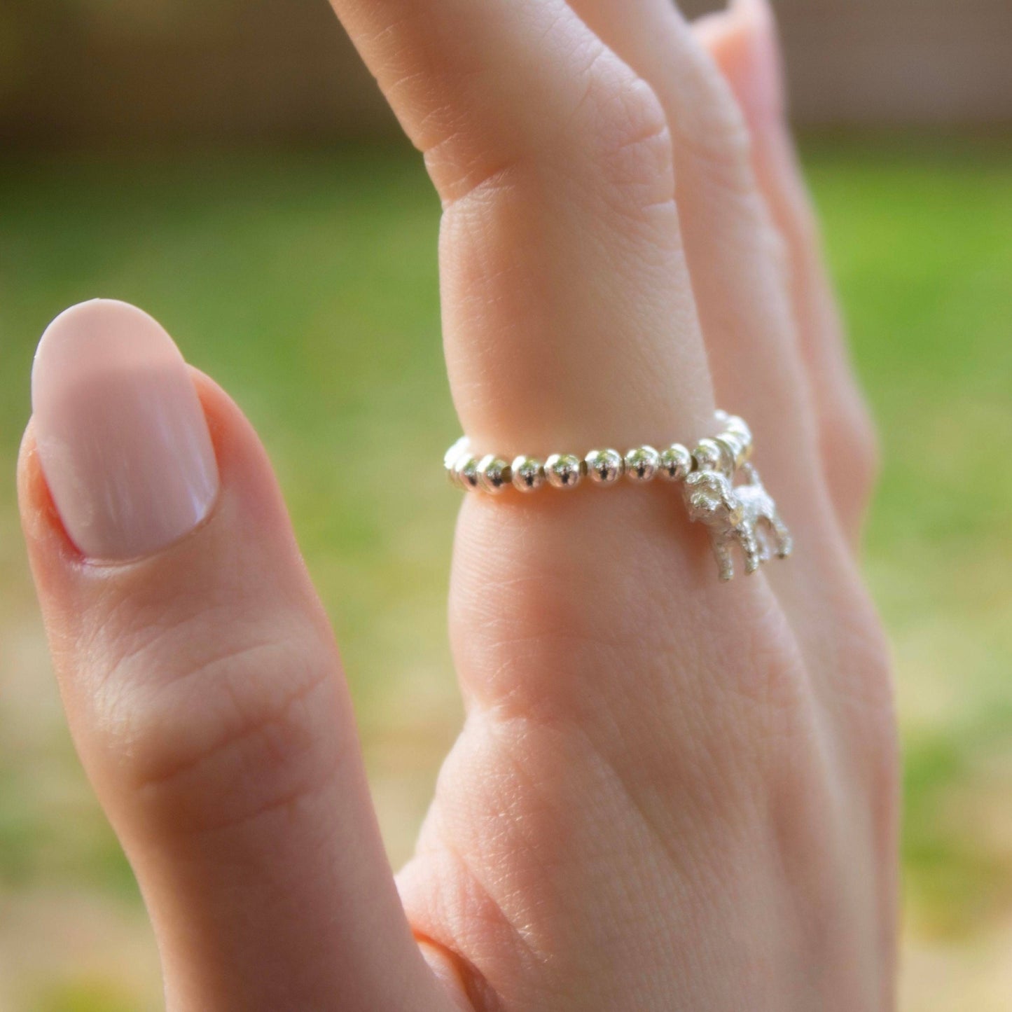 Sterling Silver Ball Bead Ring With Cockapoo Charm - MYLEE London