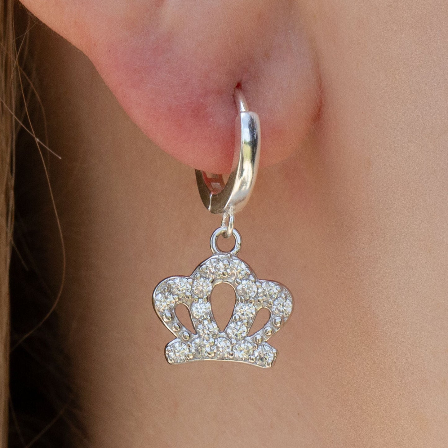 Sterling Silver Crystal Crown Earrings - MYLEE London