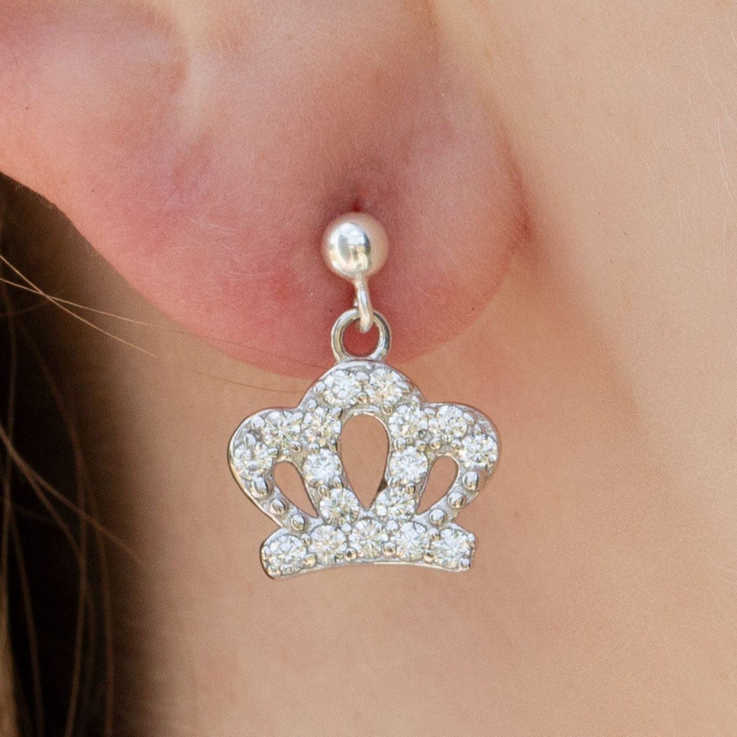 Sterling Silver Crystal Crown Earrings - MYLEE London