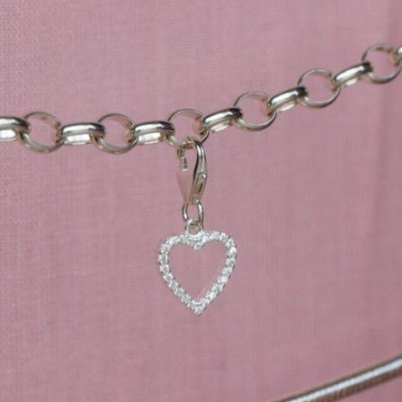 Sterling Silver Crystal Heart Charm - MYLEE London