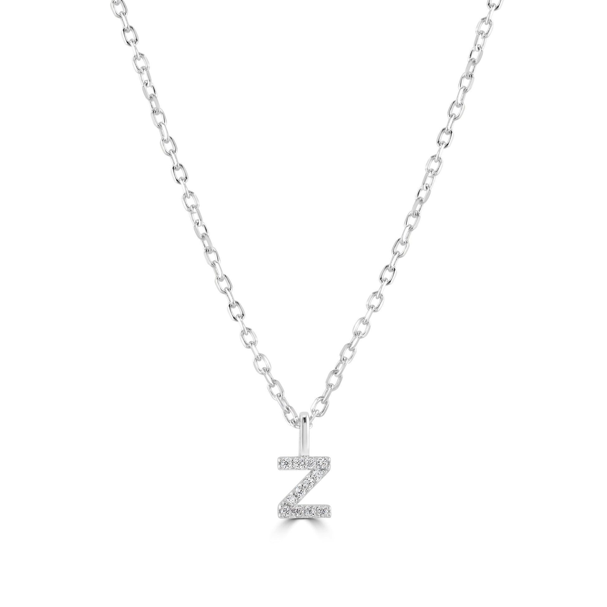 Sterling Silver Crystal Initial Necklace - MYLEE London