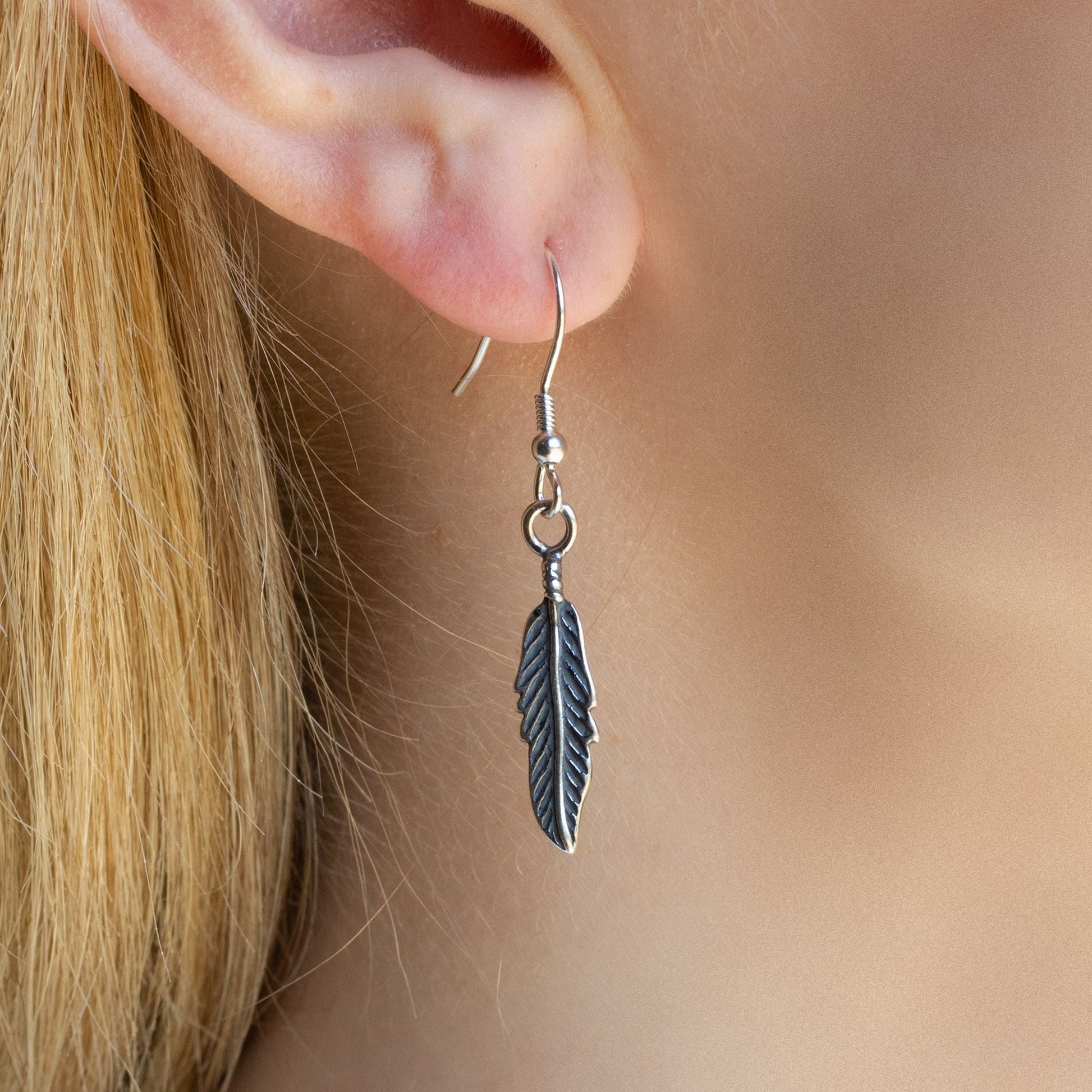 Sterling Silver Feather Earrings - MYLEE London