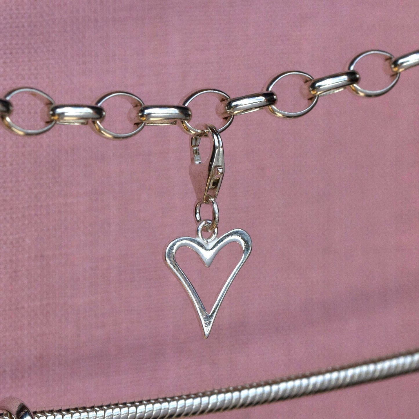 Sterling Silver Open Heart Charm - MYLEE London