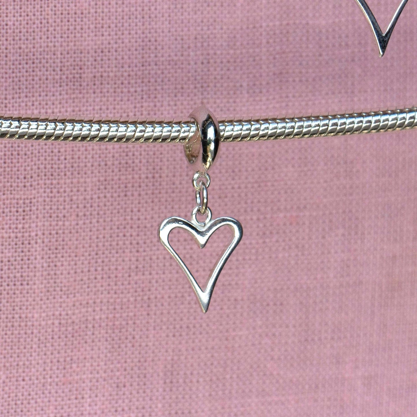 Sterling Silver Open Heart Charm - MYLEE London