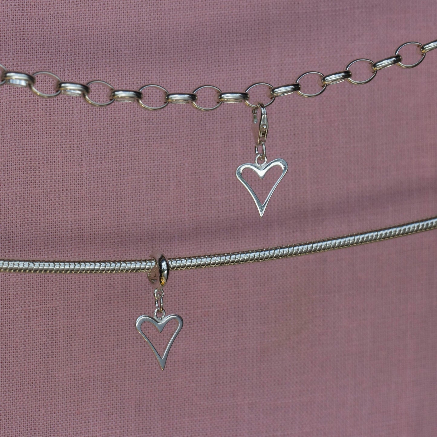 Sterling Silver Open Heart Charm - MYLEE London