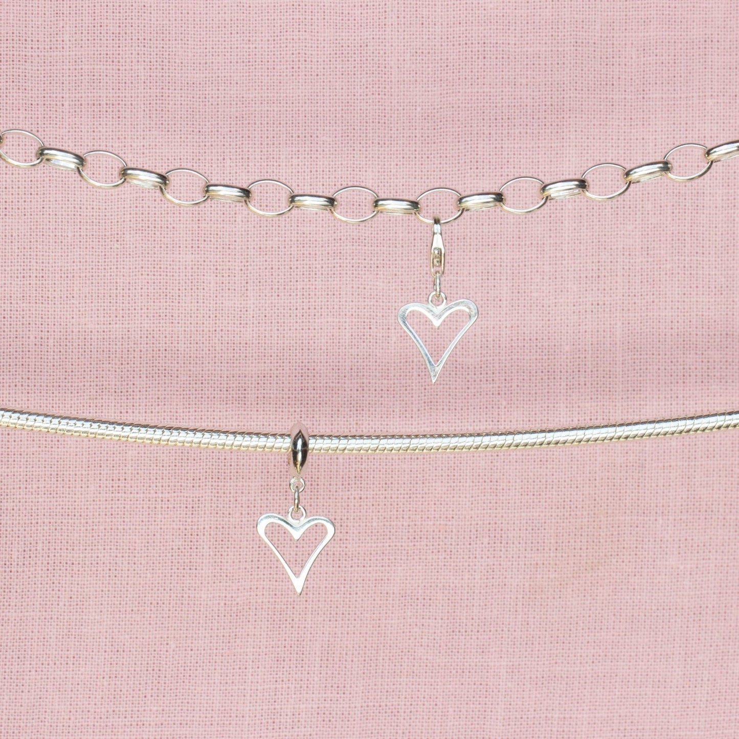 Sterling Silver Open Heart Charm - MYLEE London