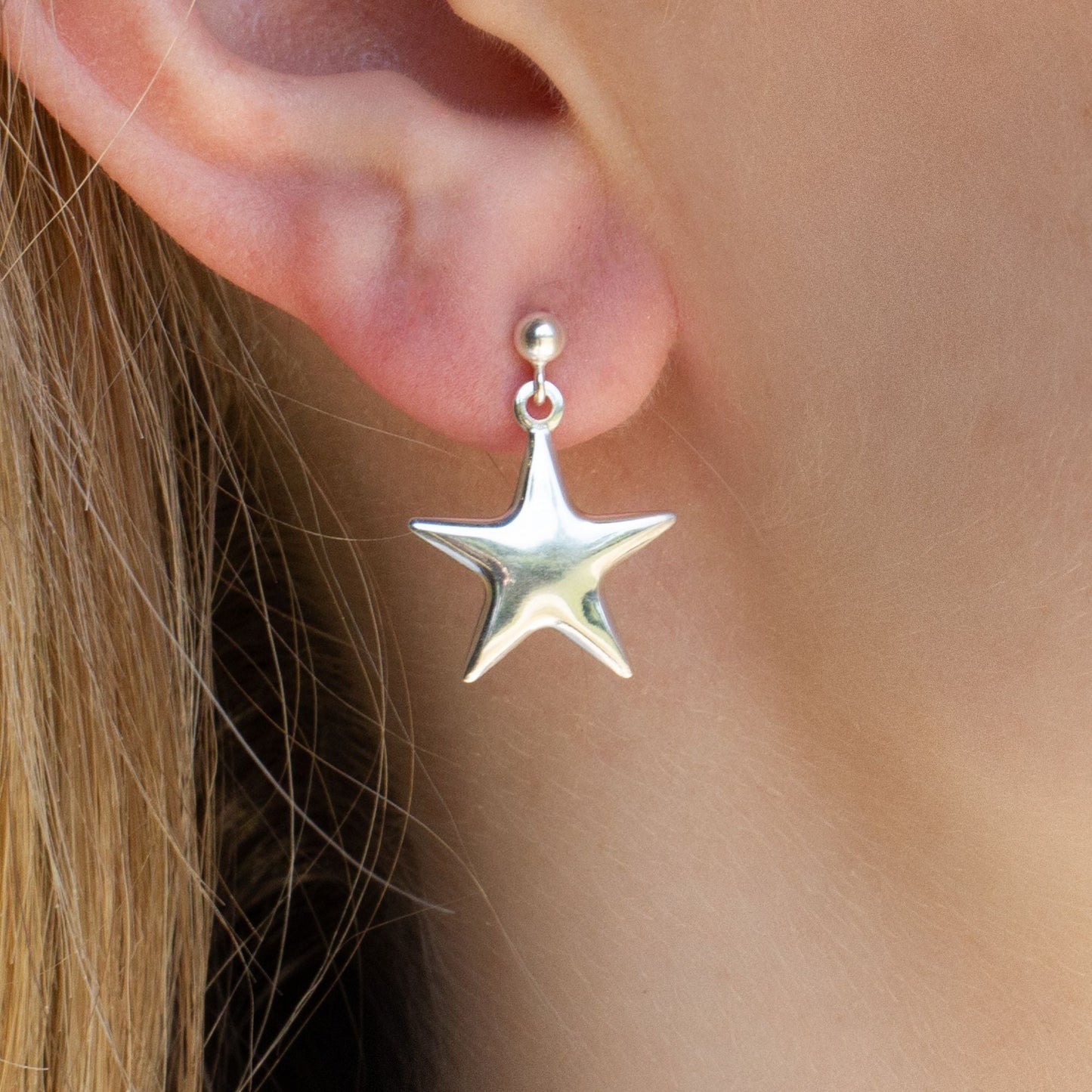 Sterling Silver Puffy Star Earrings - MYLEE London