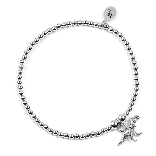 T - Rex Dinosaur on Silver Ball Bead Bracelet - MYLEE London