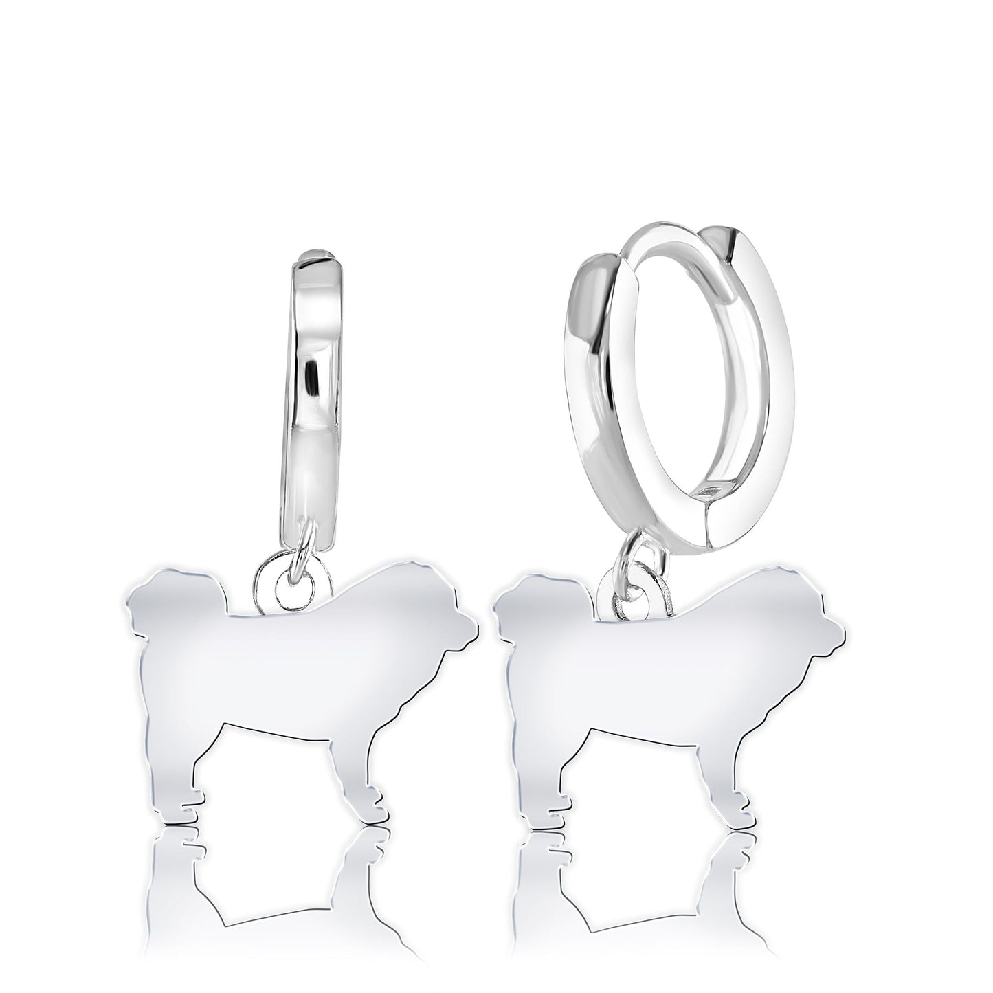 Tibetan Mastiff Silhouette Silver Earrings - MYLEE London