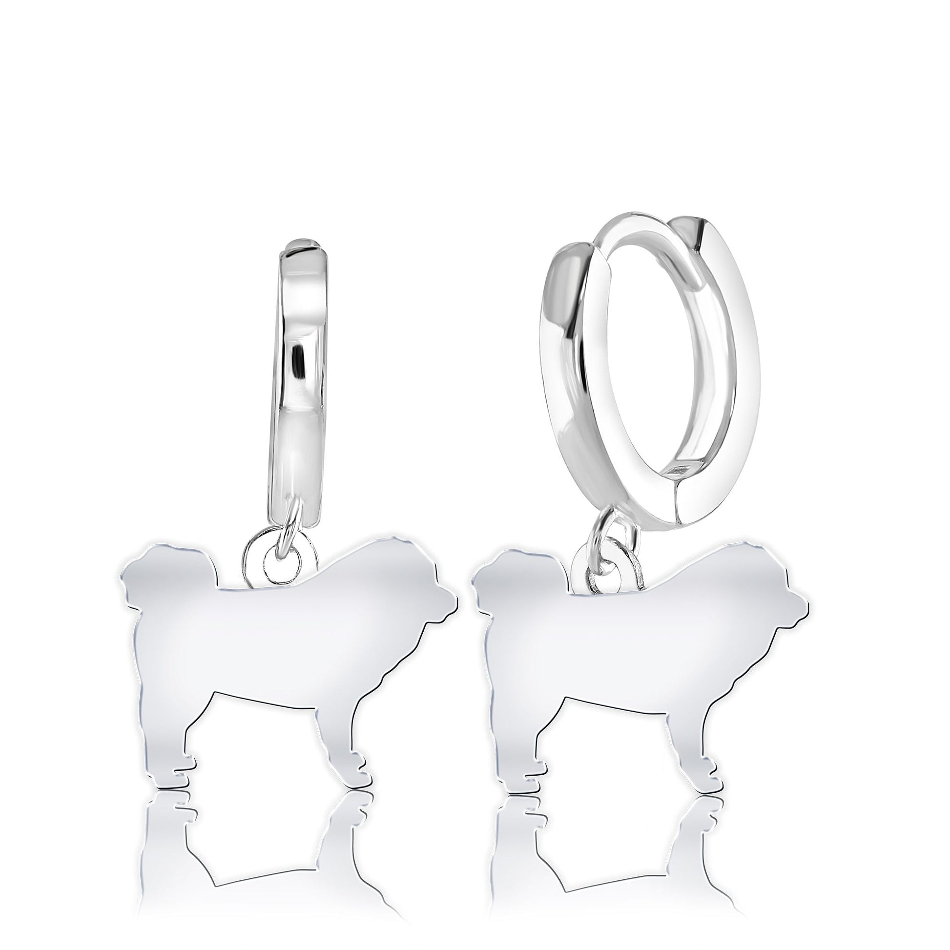 Tibetan Mastiff Silhouette Silver Earrings - MYLEE London