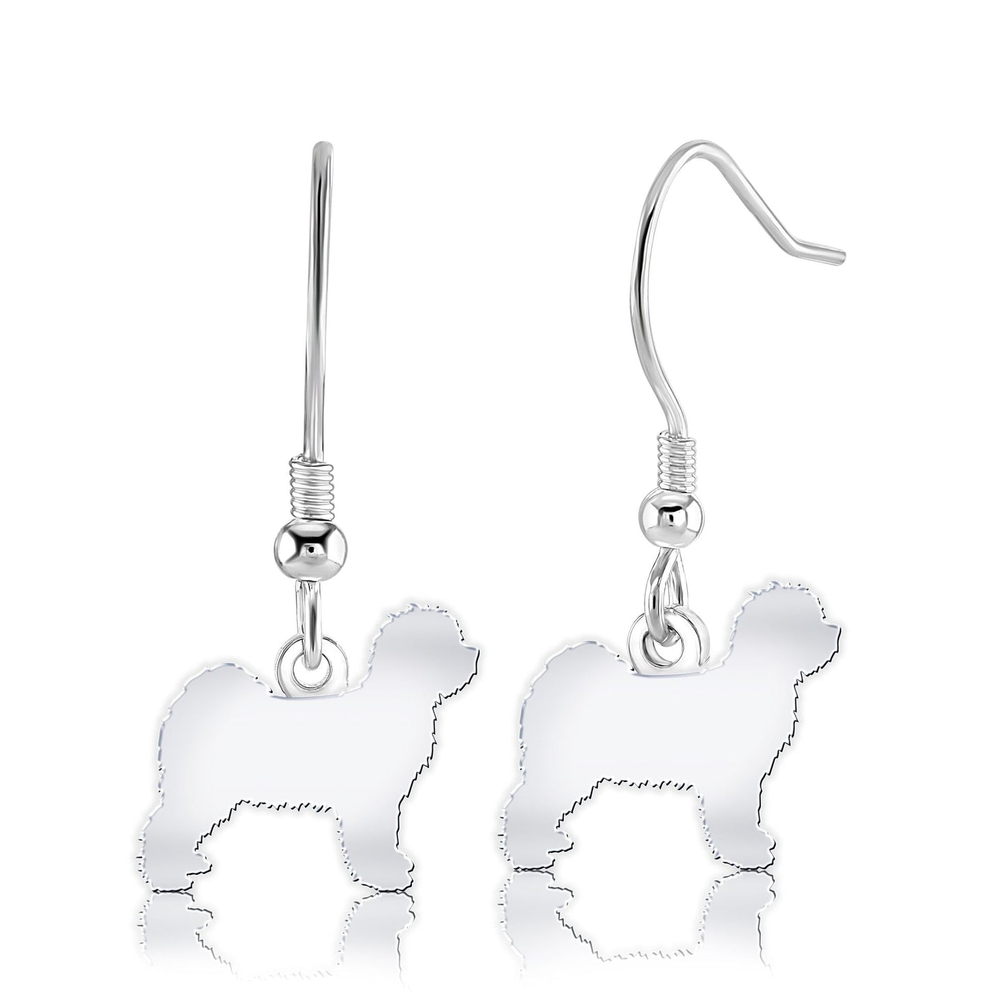 Tibetan Terrier Silhouette Silver Earrings - MYLEE London