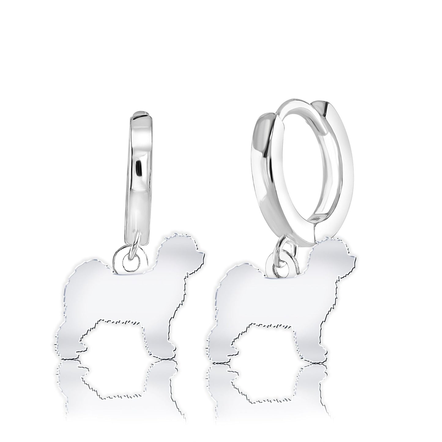 Tibetan Terrier Silhouette Silver Earrings - MYLEE London