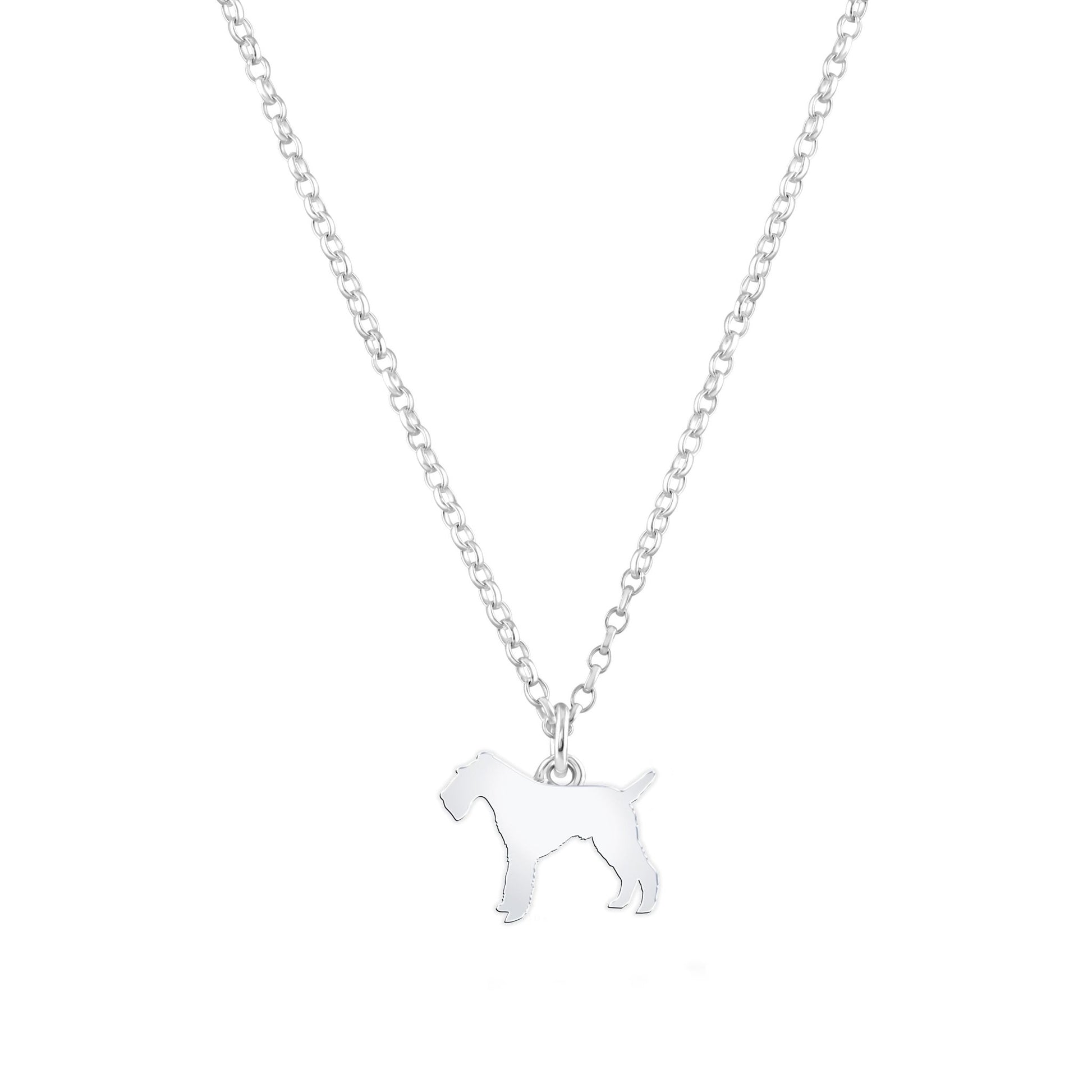 Wire Fox Terrier Silhouette Silver Necklace - Personalised - MYLEE London