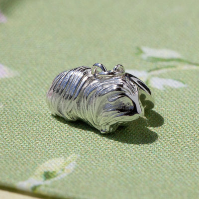 Guinea Pig (long haired) sterling silver charm