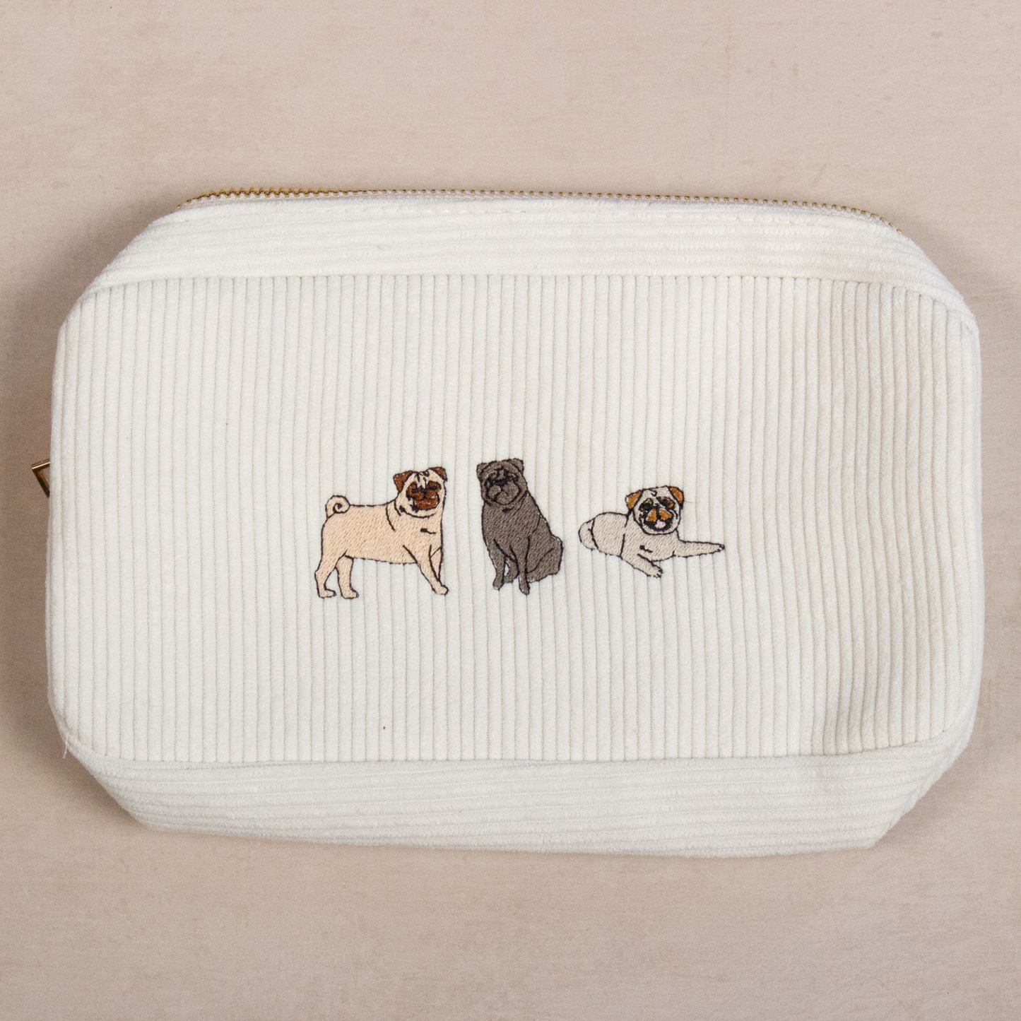 Pug Embroidered Make-Up Cosmetics Bag