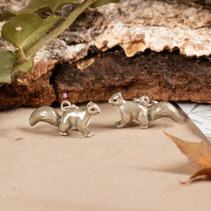 Squirrel Charm - Enamelled Sterling Silver