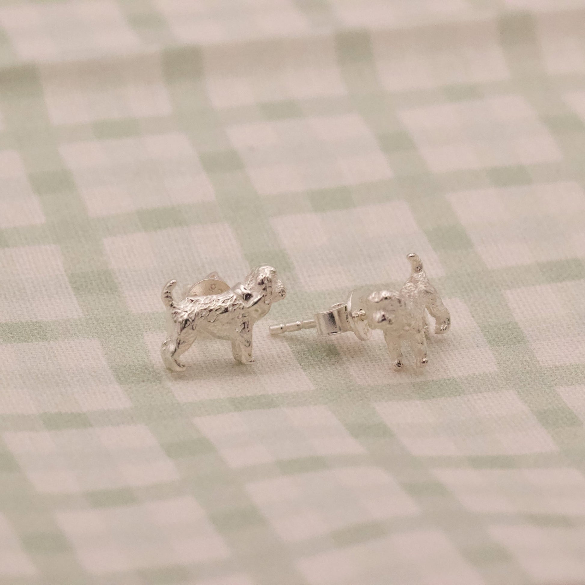3D Cockapoo Silver Stud Earrings - MYLEE London