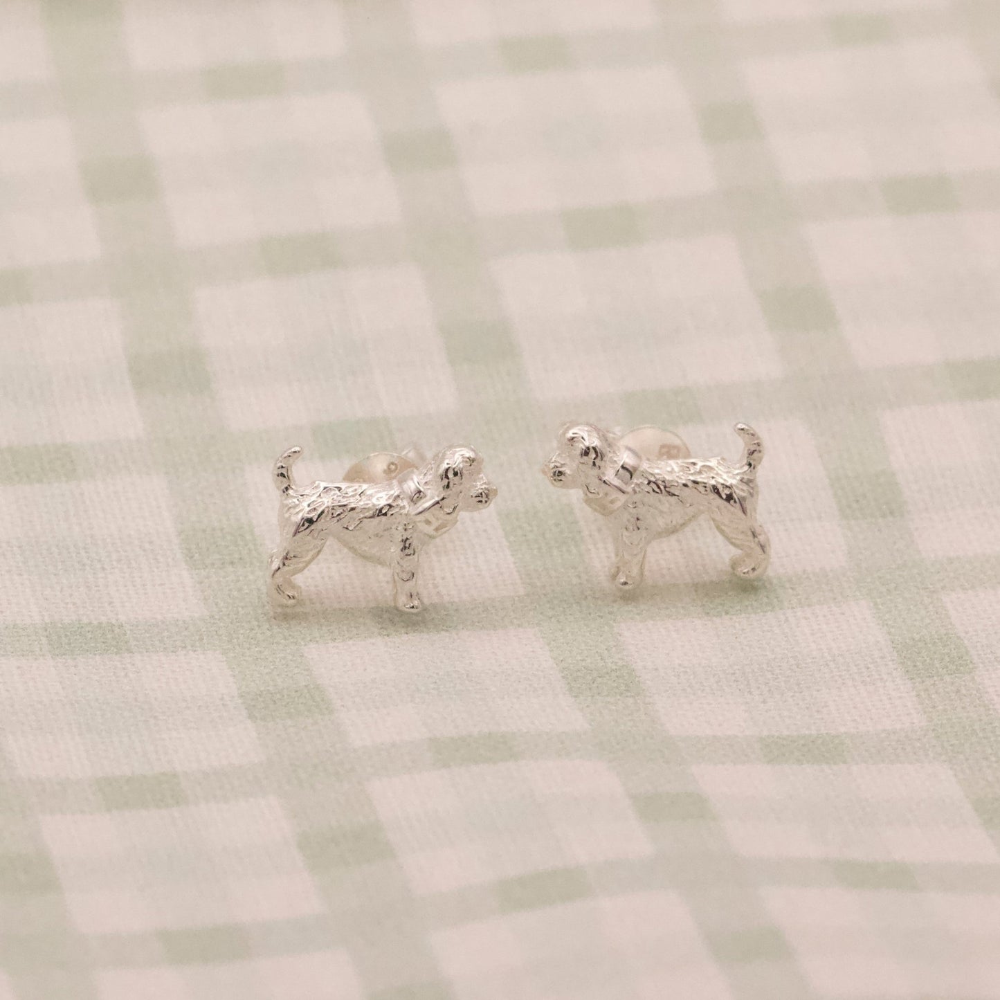 3D Cockapoo Silver Stud Earrings - MYLEE London
