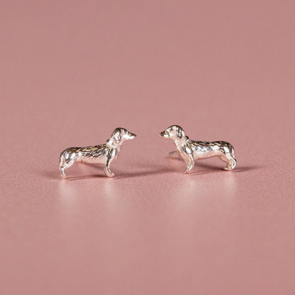 3D Dachshund Silver Stud Earrings - MYLEE London