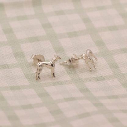 3D Greyhound Silver Stud Earrings - MYLEE London