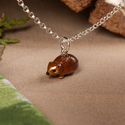 Hedgehog Necklace - Enamelled Sterling Silver