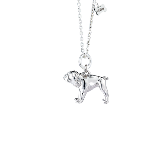 English Bulldog Silver Necklace
